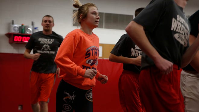 South Winneshiek junior Felicity Taylor began wrestling as a freshman, and despite the late start she has quickly climbed her way up to the upper level wrestlers in the 106-pound weight class.