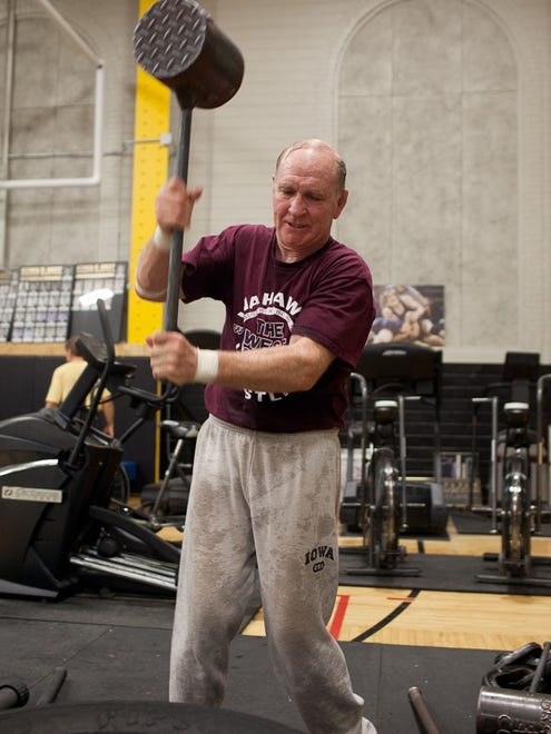 Dan Gable does a work out at the University of Iowa Field House in Iowa City on Thursday, June 2, 2011.
