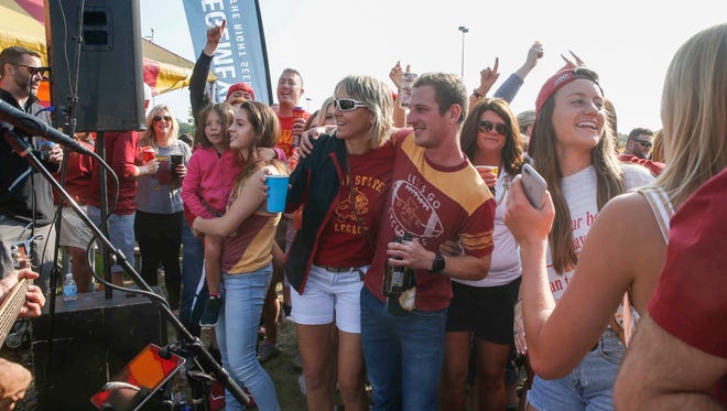 Fans gather while tailgating prior to the CyHawk Series game between Iowa and Iowa State on Saturday, Sept. 9, 2017, at Jack Trice Stadium in Ames, Iowa.
