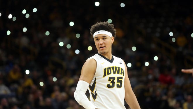 Iowa's Cordell Pemsl is pictured during the Hawkeyes' game against Northwestern at Carver-Hawkeye Arena on Sunday, Feb. 25, 2018.
