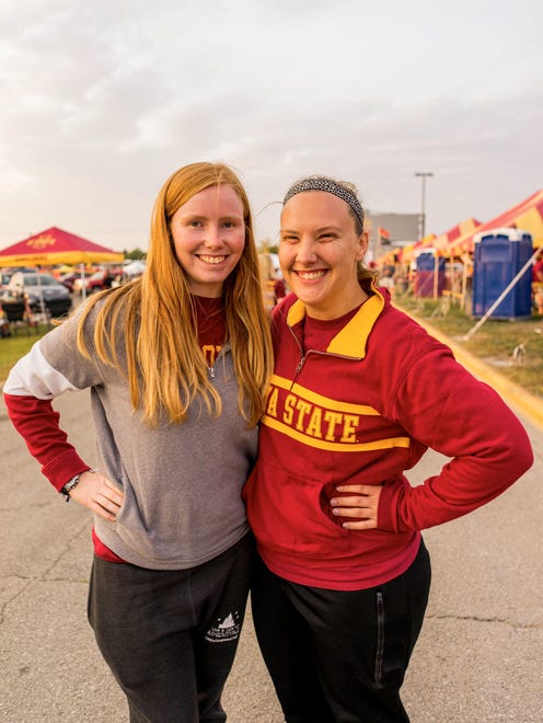 Megan Lane, 27, and Marie-Claire Hynes, 23, of London, having a great time at the 2017 Iowa Vs. Iowa State Game.