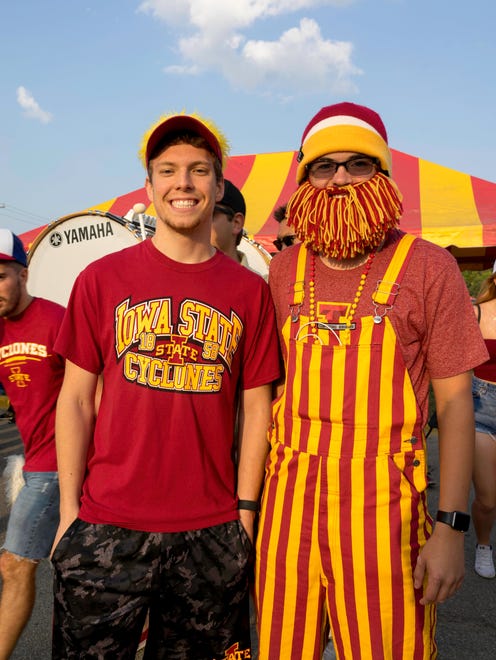 Justin Weller, 21, and Ryan Fox, 21, both of Ames having a great time tailgating at the 2017 Iowa Vs. Iowa State Game.