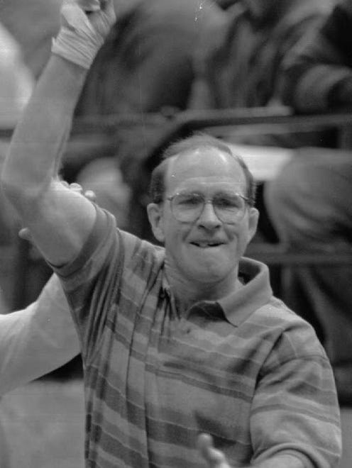 Dan Gable is pictured during the NCAA Championships in Minneapolis on March 22, 1996.