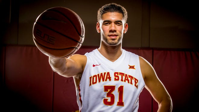 Senior forward Georges Niang at the Iowa State men's basketball press day Tuesday Oct. 6, 2015, in Ames, Iowa.