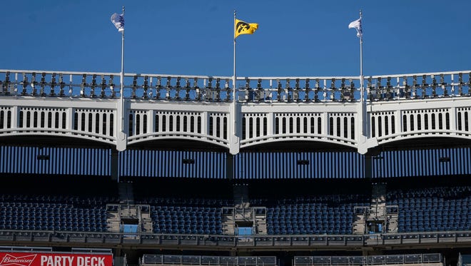 The Tigerhawk flag waves from the top of Yankee Stadium during the 2017 Pinstripe Bowl at Yankee Stadium in Bronx, New York on Wednesday, Dec. 27, 2017.