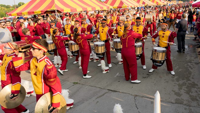 The ISU marching band getting tailgaters fired up at the 2017 Iowa Vs. Iowa State Game.