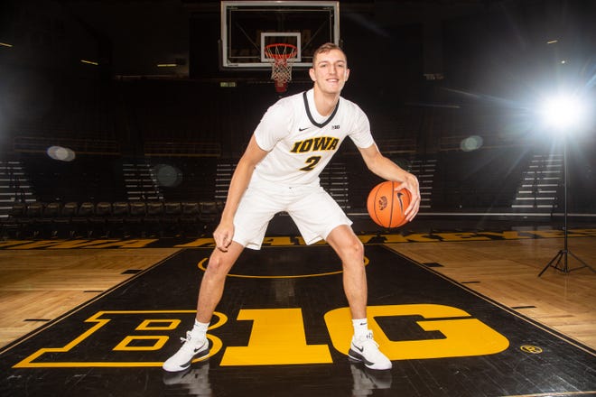 Iowa forward Jack Nunge poses for a photo during Hawkeye media day at Carver Hawkeye ArenaMonday, Oct. 8, 2018.