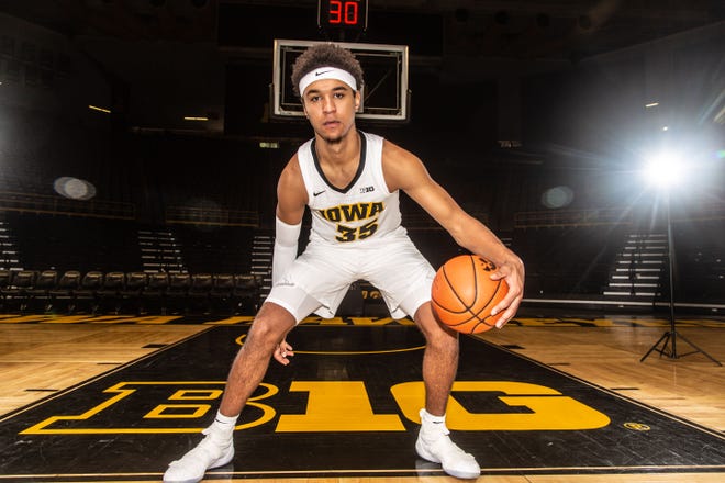 Iowa forward Cordell Pemsl poses for a photo during Hawkeye media day at Carver Hawkeye ArenaMonday, Oct. 8, 2018.