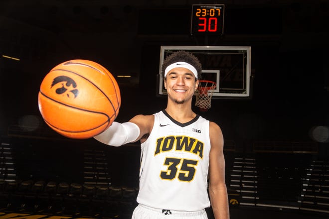Iowa forward Cordell Pemsl poses for a photo during Hawkeye media day at Carver Hawkeye ArenaMonday, Oct. 8, 2018.