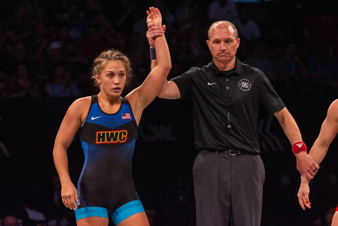Alli Ragan, left, is joining the Grand View women's wrestling program as an assistant coach, and will also help out at the North Liberty-based Big Game Wrestling Club. Ragan, a former Hawkeye Wrestling Club member, is a six-time Senior women's freestyle world team member.