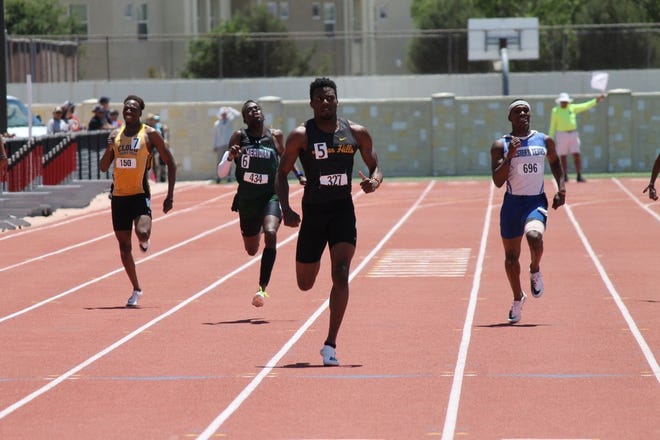 Kenny Bednarek, in lane five, competes at the NJCAA outdoor track and field championships in May. This week, the former Indian Hills star will run in the 200-meter dash at the Toyota U.S. Outdoor Track and Field Championships in Des Moines.