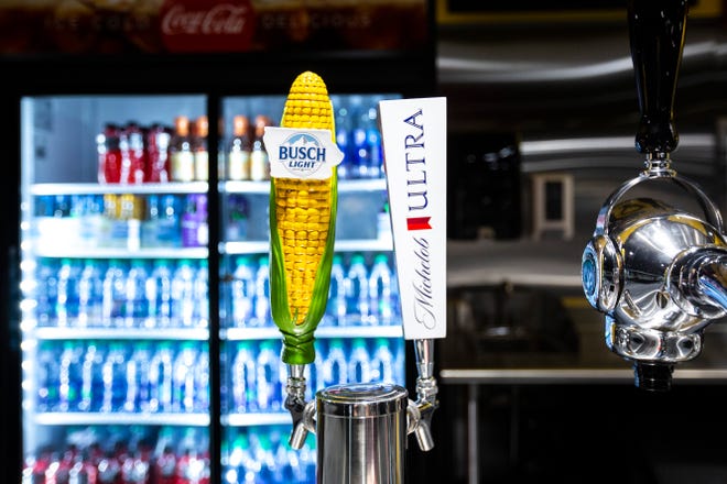 Busch Light and Michelob Ultra taps are pictured during a behind the scenes tour, Friday, Aug. 23, 2019, at Kinnick Stadium in Iowa City, Iowa.