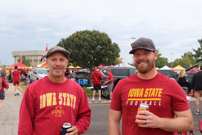 Roger Laughlin (left) and Bryan Kundson before the Iowa State University game against the University of Iowa on Sept. 14.
Photo by Grant Tetmeyer