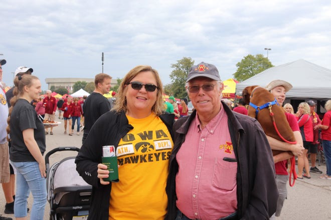 Pat LaRue (left) and Rich Frideres before the Iowa State University game against the University of Iowa on Sept. 14.
Photo by Grant Tetmeyer