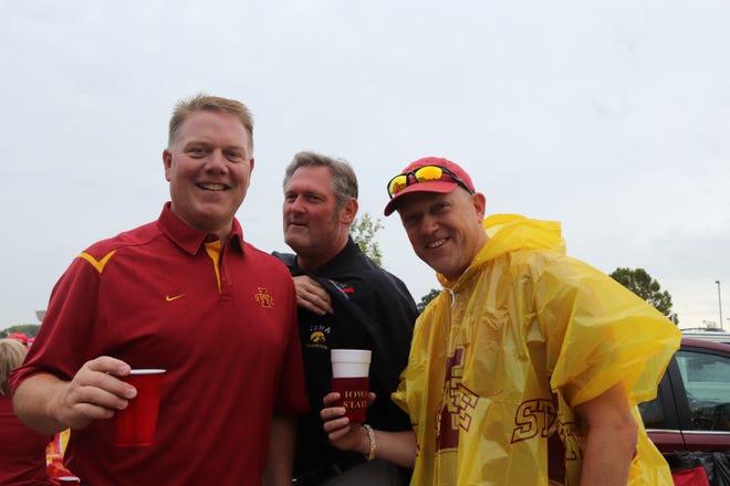 Matt Rehberg (left) J.J. Puck (middle) and Todd Kreamer (right) before the Iowa State University game against the University of Iowa on Sept. 14.
Photo by Grant Tetmeyer