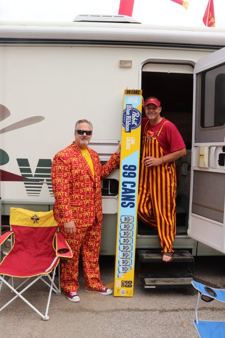 Glen Branch (left) and Brad Peterson before the Iowa State University game against the University of Iowa on Sept. 14.
Photo by Grant Tetmeyer