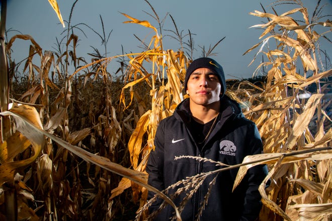 Pat Lugo stands for a photo during Iowa Wrestling media day at Kroul Farms in Mount Vernon Wednesday, Oct. 30, 2019.