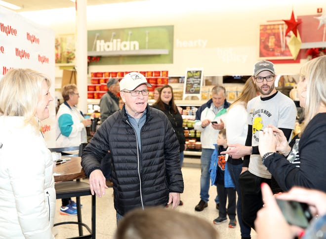Iowa wrestling legend Dan Gable visits with shoppers at the meet and greet on Sunday, Nov. 17, 2019, at the Hy-Vee, 410 N. Ankeny Blvd., in Ankeny.