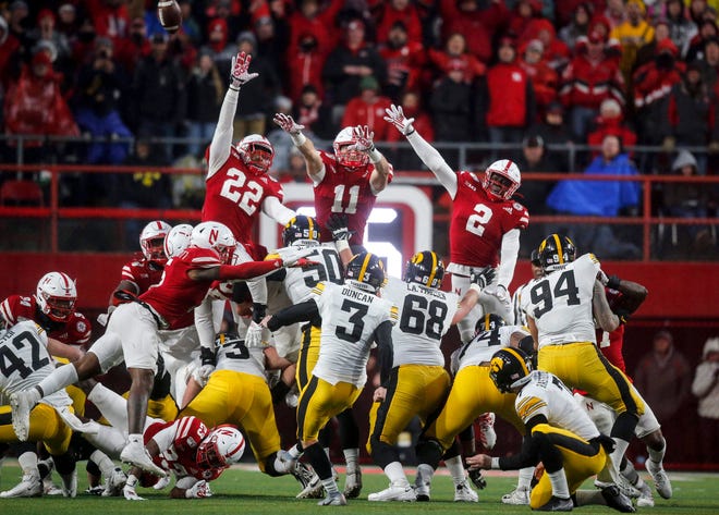 Iowa junior place kicker Keith Duncan strikes a field goal in the final seconds to lead the Hawkeyes to a win over Nebraska on Friday, Nov. 29, 2019, at Memorial Stadium in Lincoln, Neb.