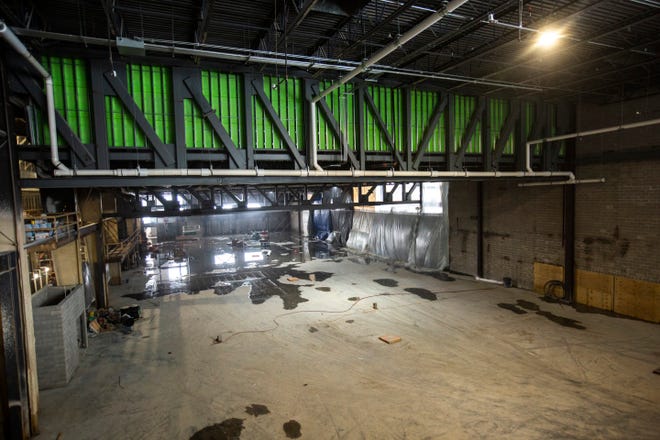 A view into the GreenState Family Fieldhouse is seen from the entrance to the Xtream Arena as construction continues during a tour of the site, Friday, Jan. 24, 2020, in Coralville, Iowa.