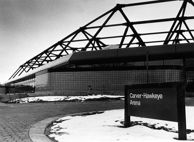 A view from the north east corner of the building March, 31, 1983, at Carver-Hawkeye Arena in Iowa City, Iowa.