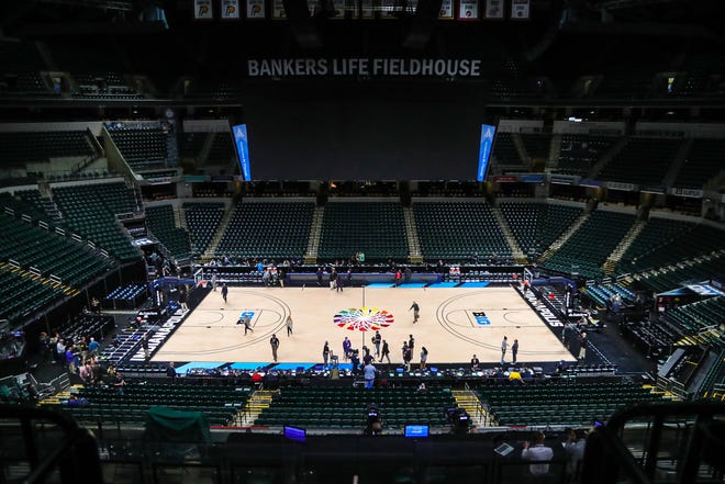 The Michigan Wolverines and Rutgers Scarlet Knights first round Big Ten tournament game at Bankers Life Fieldhouse in Indianapolis, Indiana was canceled due to the Coronavirus pandemic Thursday, March 12, 2020.