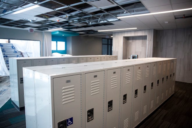 Fewer lockers have been installed in the new Northwest High School because fewer studnets use them, on Monday, Feb. 1, 2021, in Waukee.