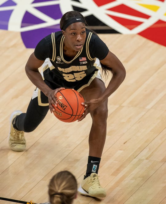 Purdue Boilermakers guard Tamara Farquhar (25) on Wednesday, March 10, 2021, during the women's Big Ten basketball tournament from Bankers Life Fieldhouse in Indianapolis. Iowa won 83-72.