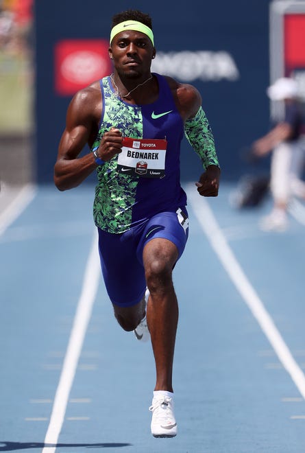 DES MOINES, IOWA - JULY 27:  Kenny Bednarek competes in the Men's 200 Meter heats during the 2019 USATF Outdoor Championships at Drake Stadium on July 27, 2019 in Des Moines, Iowa. (Photo by Jamie Squire/Getty Images)