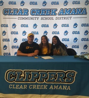 Clear Creek Amana's Bailey Olerich signed her letter of intent to join the Iowa Hawkeyes' softball team on Nov. 11, 2021.