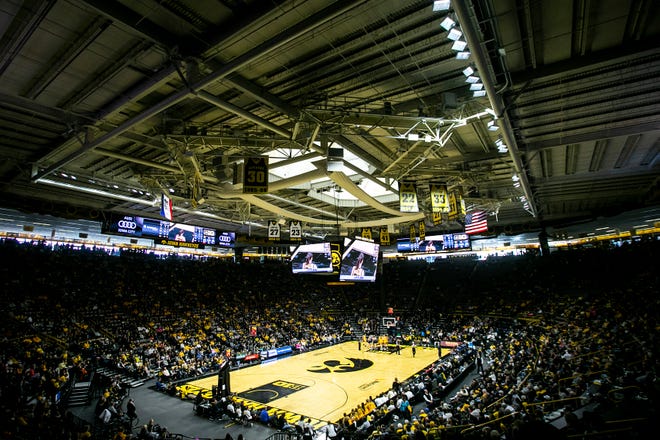 A general view during a NCAA Big Ten Conference women's basketball game between Iowa and Penn State, Saturday, Jan. 14, 2023, at Carver-Hawkeye Arena in Iowa City, Iowa.