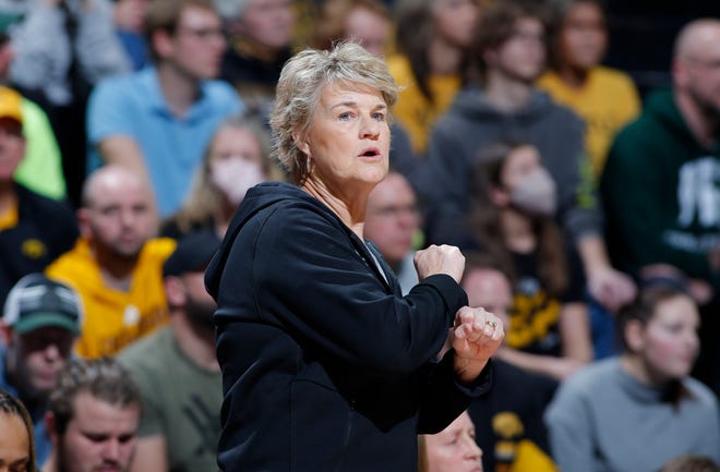 Iowa coach Lisa Bluder is shown against  Michigan State, Wednesday, Jan. 18, 2023, in East Lansing.